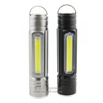 USB充電鋁合金COB側燈LED強光手電筒